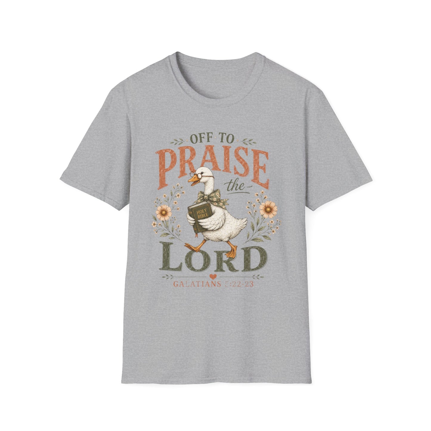Praise the Lord T‑Shirt — 'Off to Praise the Lord' Floral Duck Christian Tee