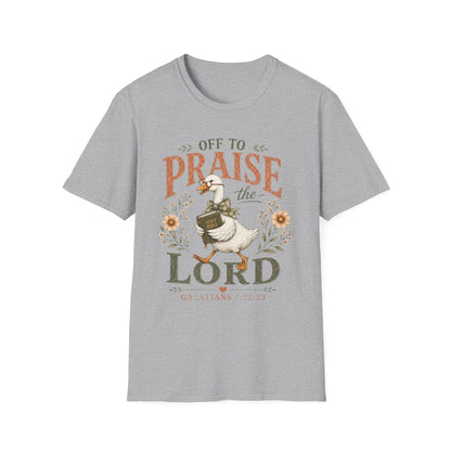 Praise the Lord T‑Shirt — 'Off to Praise the Lord' Floral Duck Christian Tee