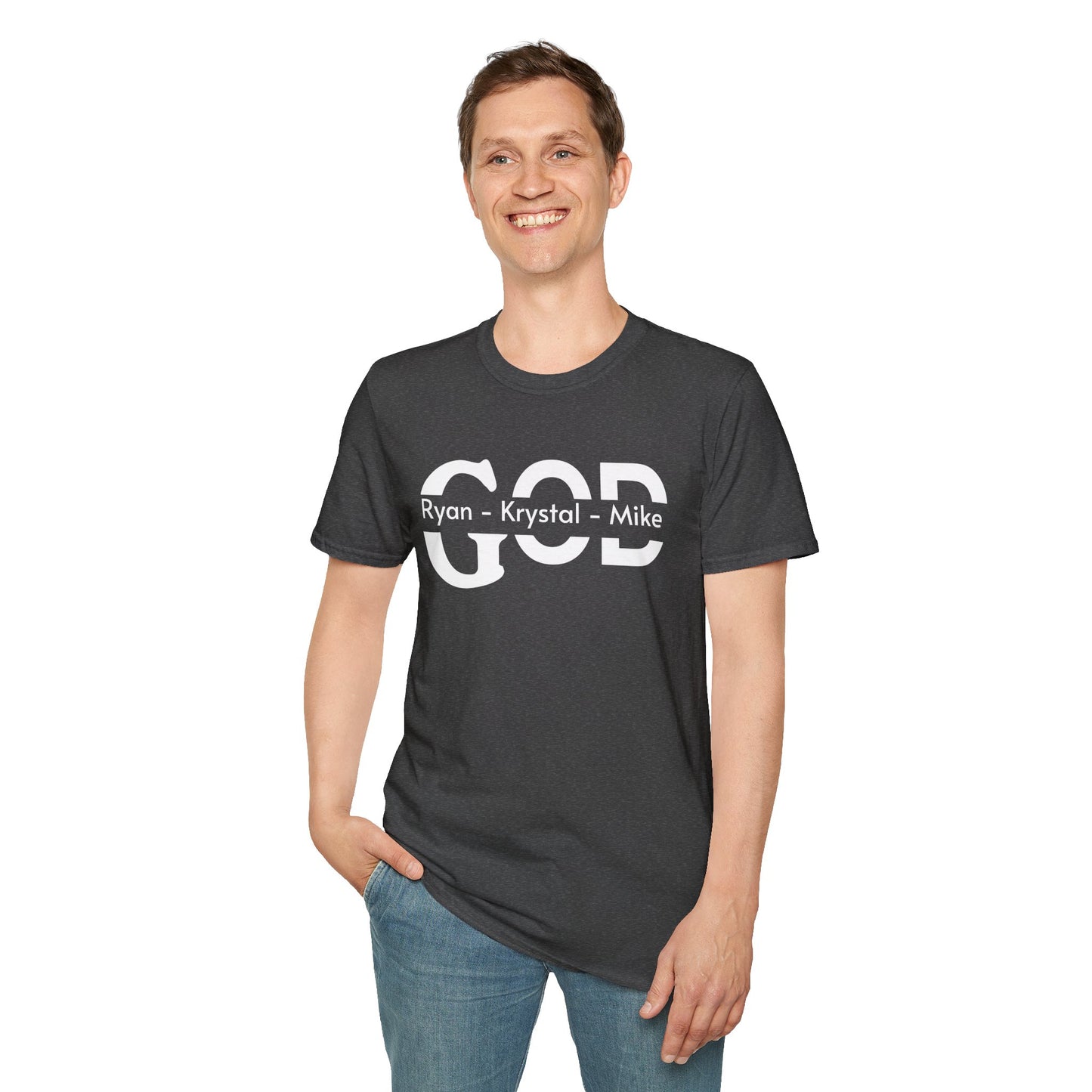 Personalized God Name Stripe T-Shirt — Add Kids Names Faith Tee (e.g., Ryan • Kr | Christian shirt | Custom Church Merch