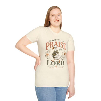 Praise the Lord T‑Shirt — 'Off to Praise the Lord' Floral Duck Christian Tee