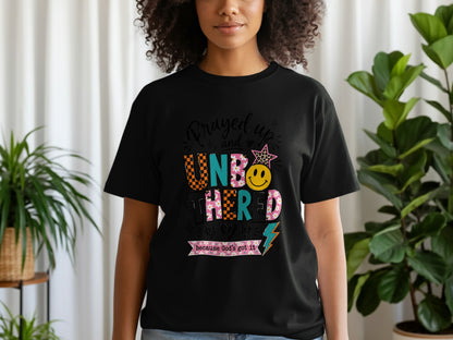 Black t-shirt with "Prayed up and UNBO OTHERED because God's got it" graphic.