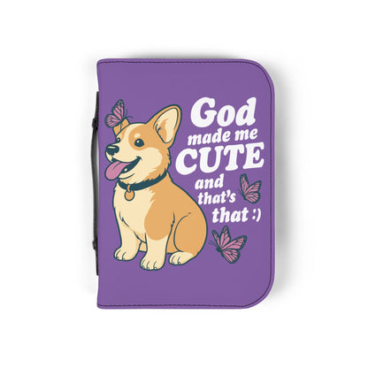 Cute Corgi Bible Cover, Pet Lover Gift, Religious Journal Holder, God Made Me Cute Case, Butterfly Design, Faith-Inspired Gift