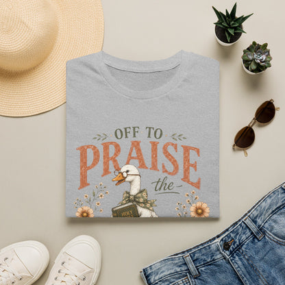 Praise the Lord T‑Shirt — 'Off to Praise the Lord' Floral Duck Christian Tee
