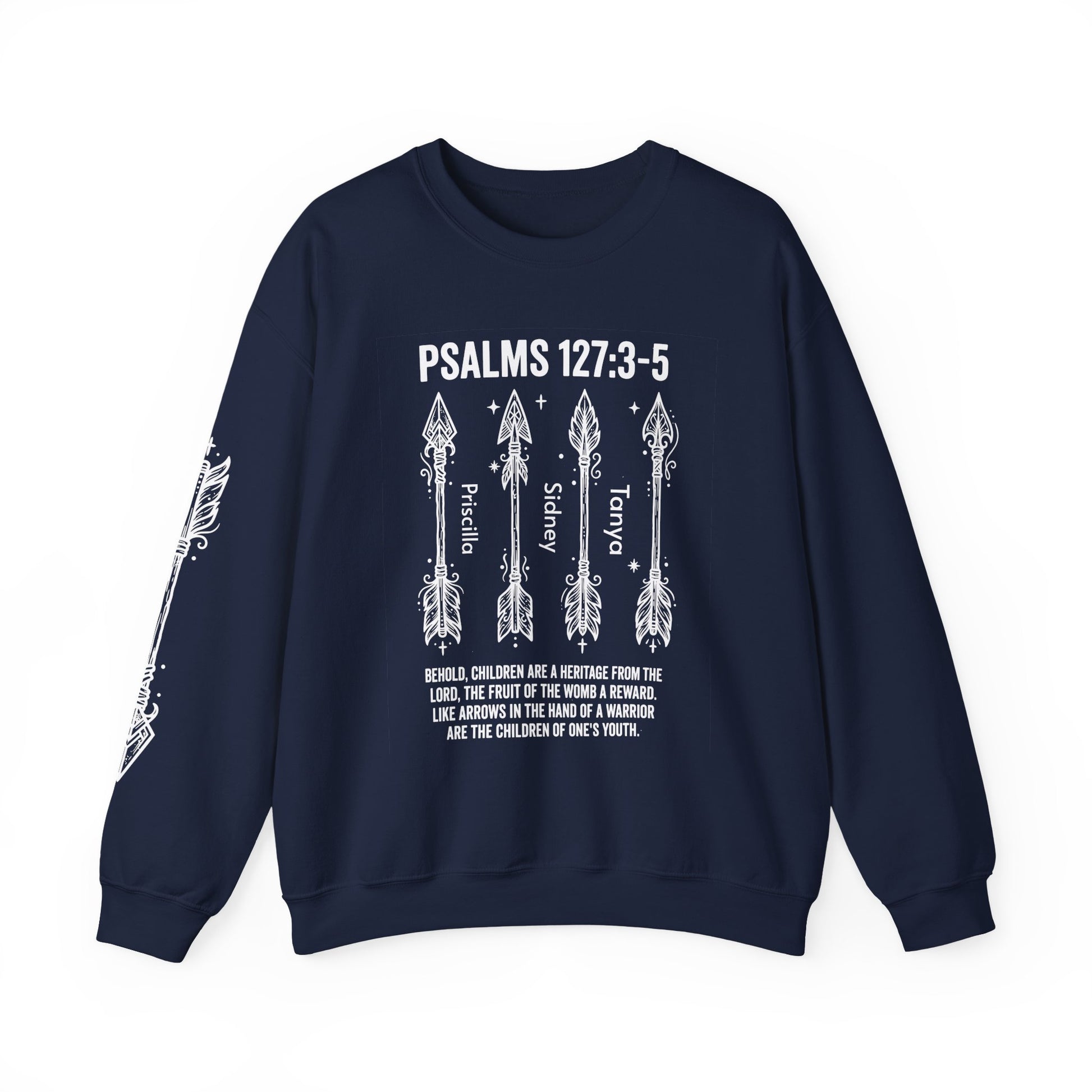 Psalm 127:3-5 Personalized Crewneck Sweatshirt | Christian hoodie | Custom Church Merch