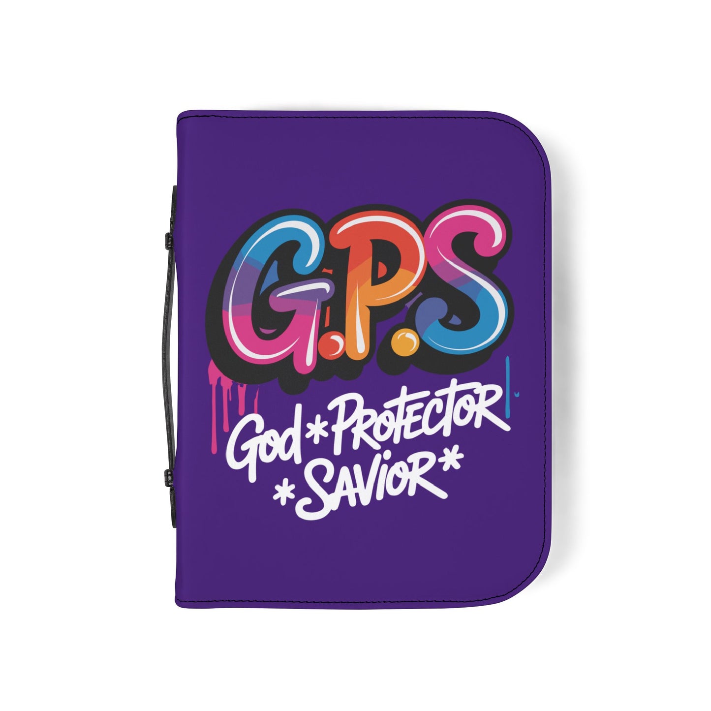 Colorful Bible Cover | G.P.S. God Protector Savior | Christian Gift, Religious Accessory, Bible Case, Faith Journal Holder, Church Supplies
