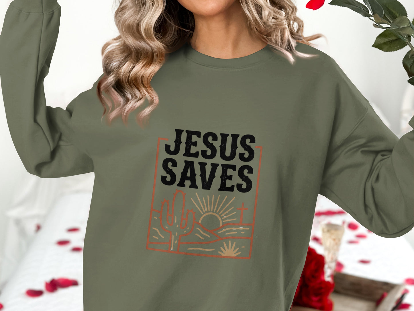 Jesus Saves T-Shirt, Christian Faith Tee, Religious Desert Landscape Shirt, Insp | Christian shirt | Custom Church Merch