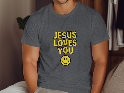 Jesus Loves You T-Shirt, Christian Faith Shirt, Religious Smiley Face Tee, Inspirational Message Top, Positive Gospel Apparel, Spiritual