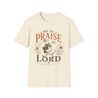 Praise the Lord T‑Shirt — 'Off to Praise the Lord' Floral Duck Christian Tee