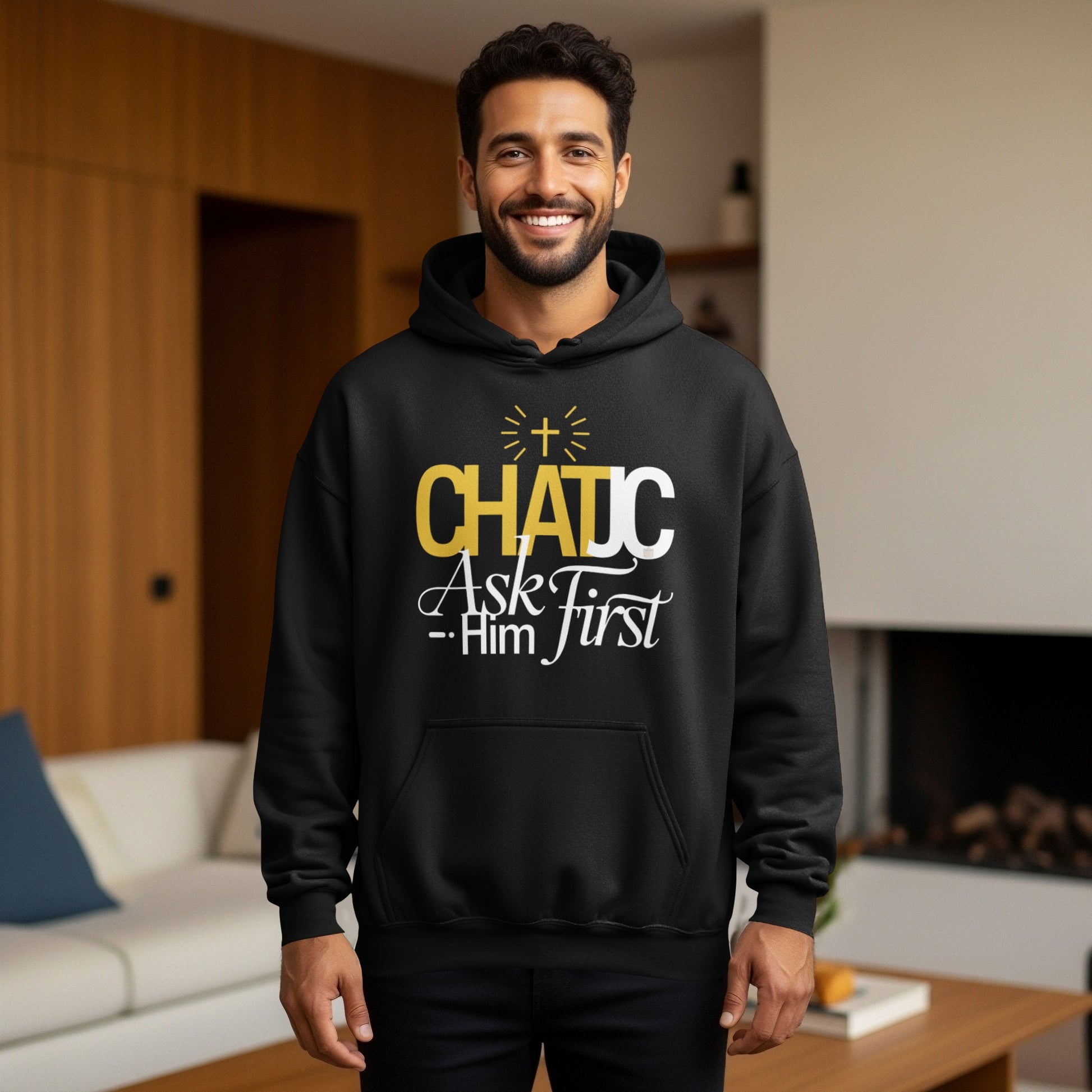 CHADC Ask Him First Christian Cross Faith Hoodie
