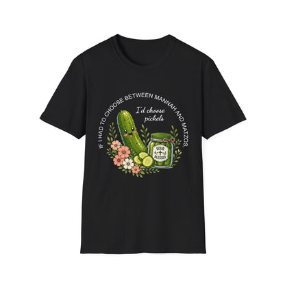 Funny Christian Pickle Lover Shirt for Women I'd Choose Pickles Faith Inspired Foodie Gift Tee