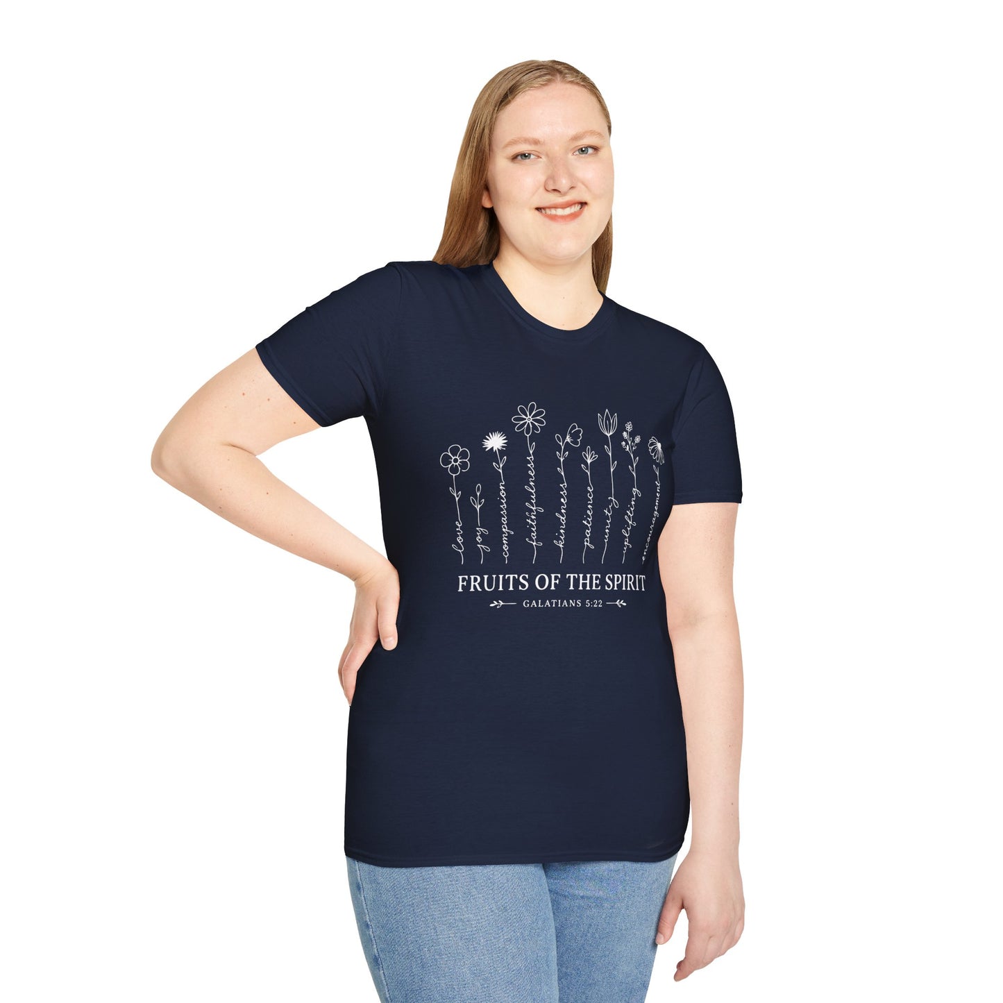 Fruits of the Spirit T-Shirt for Women | Floral Galatians 5:22 Christian Bible Verse Tee