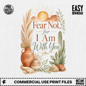 Fear Not for I Am With You boho desert terracotta Scripture printable, Isaiah 41:10