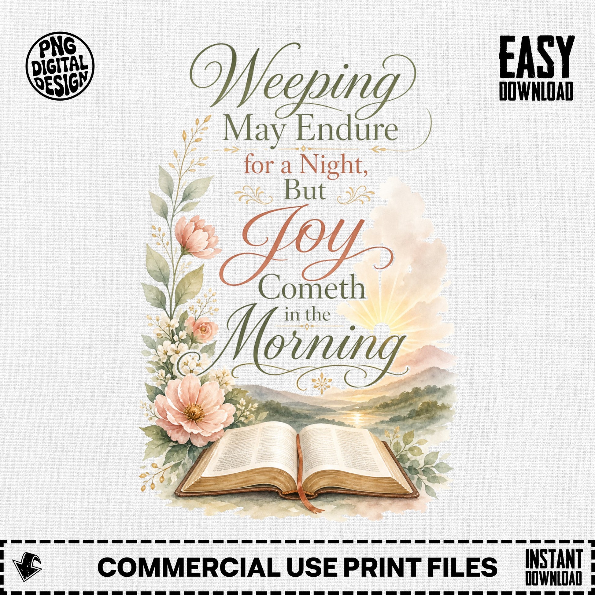Open Bible with "Weeping May Endure for a Night, But Joy Cometh in the Morning."