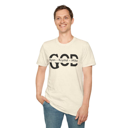 Personalized God Name Stripe T-Shirt — Add Kids Names Faith Tee (e.g., Ryan • Krystal • Mike)