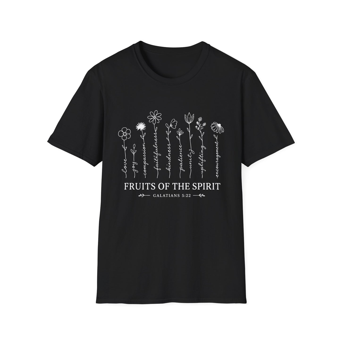 Fruits of the Spirit T-Shirt for Women | Floral Galatians 5:22 Christian Bible Verse Tee