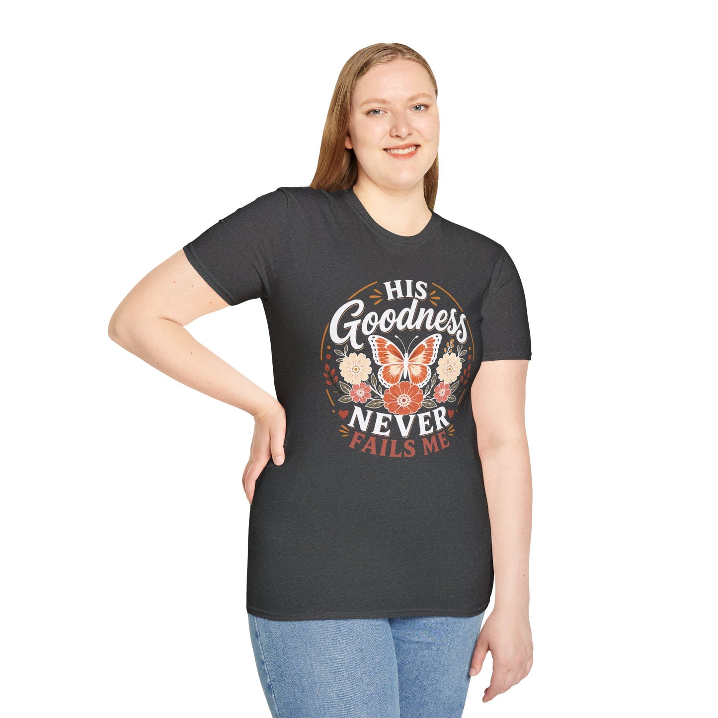 Christian Butterfly Shirt for Women – His Goodness Never Fails Me Faith Based Fl | Christian shirt | Custom Church Merch