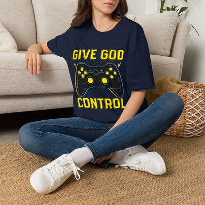 Give God Control - Christian Gamer T-Shirt - Funny Faith-Based Video Game Tee