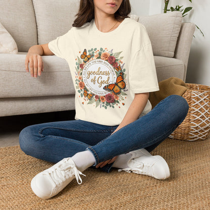 Christian Goodness of God Shirt for Women – His Goodness Never Fails Me Faith Based Floral Graphic Tee