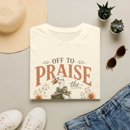 Praise the Lord T‑Shirt — 'Off to Praise the Lord' Floral Duck Christian Tee