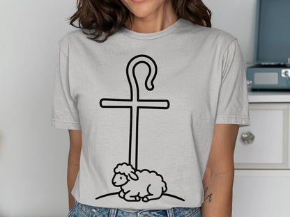 Lamb of God Christian T-Shirt, Good Shepherd Cross Tee, Religious Faith Apparel, | Christian shirt | Custom Church Merch