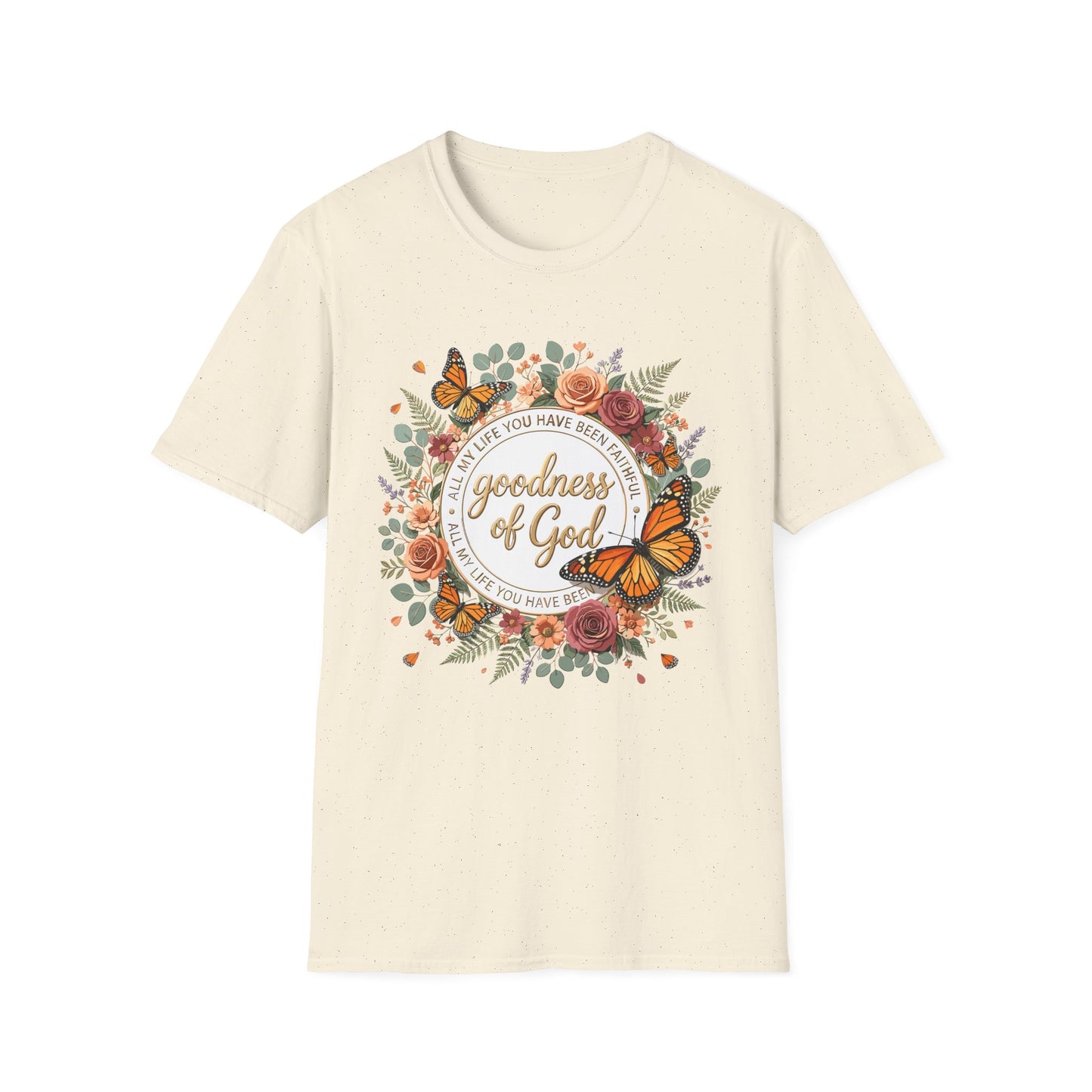 Christian Goodness of God Shirt for Women – His Goodness Never Fails Me Faith Based Floral Graphic Tee