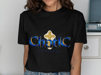 ChatIC Ask Him First Cross Black Shirt product type