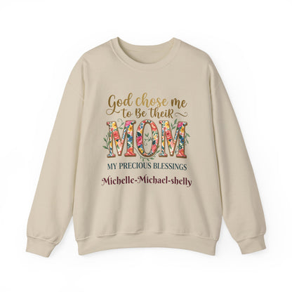 God Chose Me to Be Their Mom Personalized Sweatshirt | Add Kids Names, Christian Mother's Day Gift