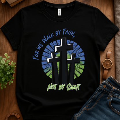 For We Walk By Faith V1 Print - Black
