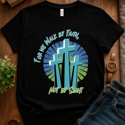 For We Walk By Faith V1b Print - Black