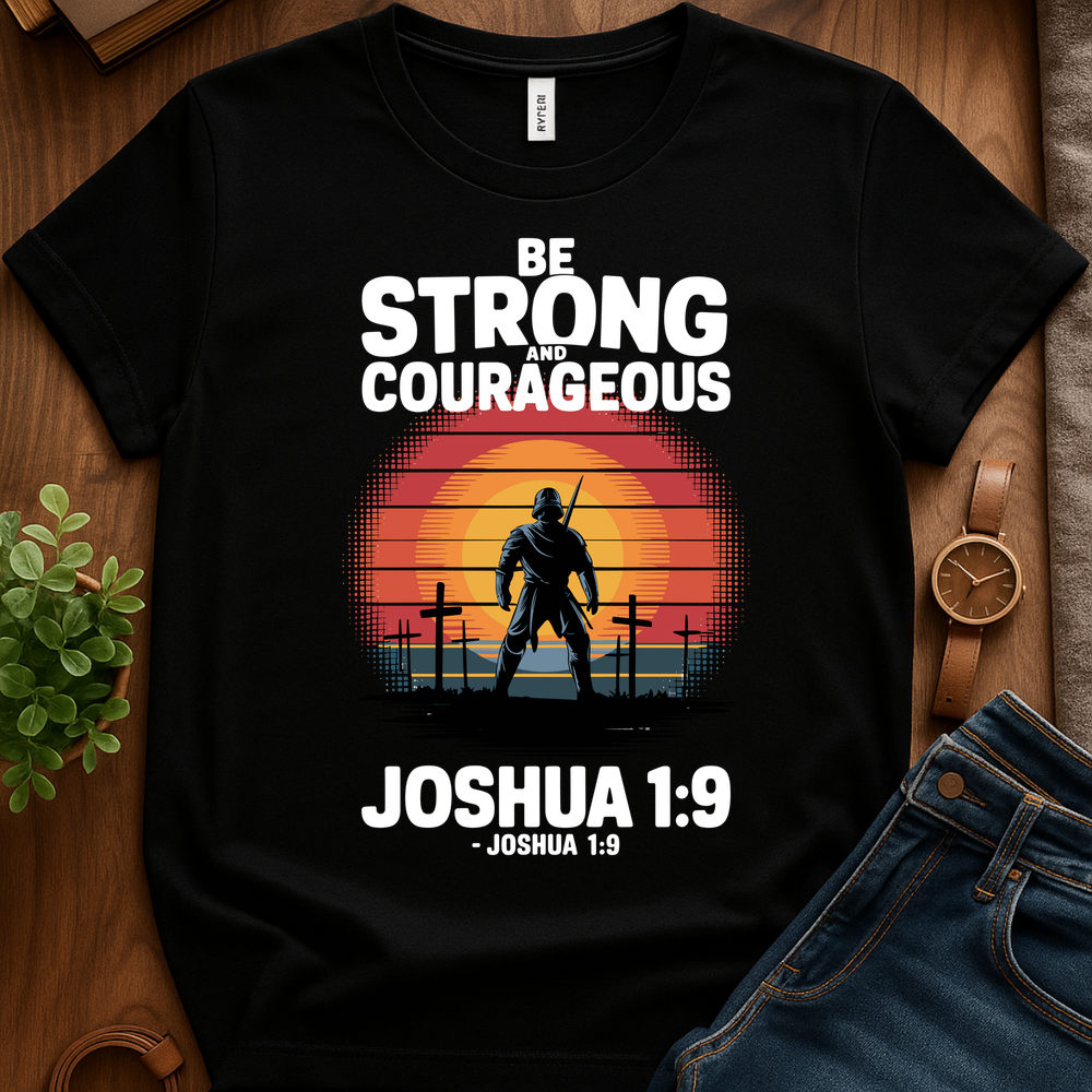 Be Strong And Courageous V1b Print - Black