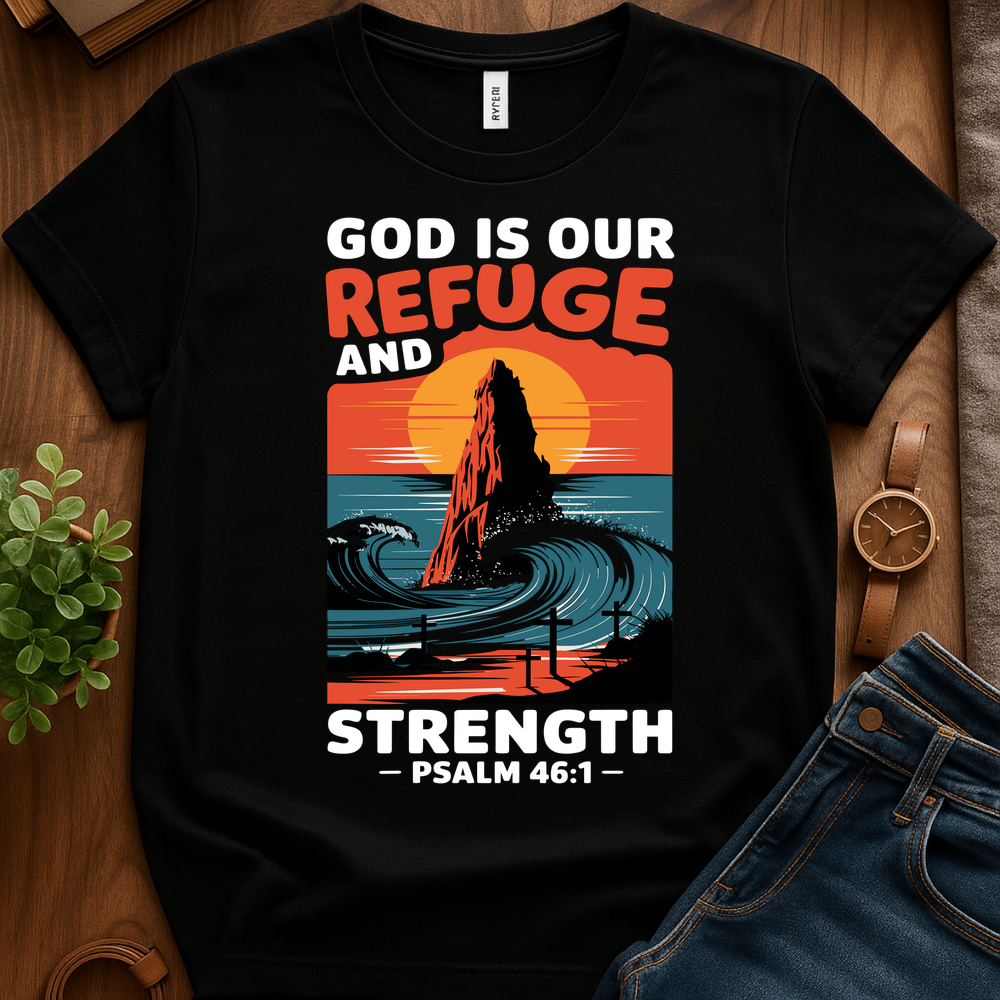 God Is Our Refuge V1b Print - Black