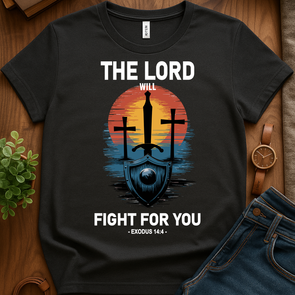 The Lord Will Fight For You V4b Print - Dark Heather