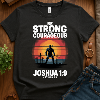 Be Strong And Courageous V1b Print - Dark Heather