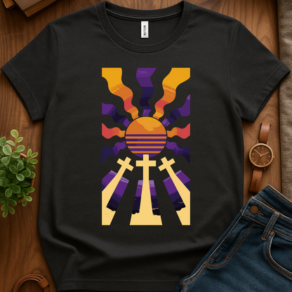 3 Crosses W Rays V1b Print - Dark Heather