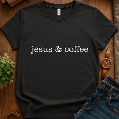 Text Jesus N Coffee V1b - Dark Heather