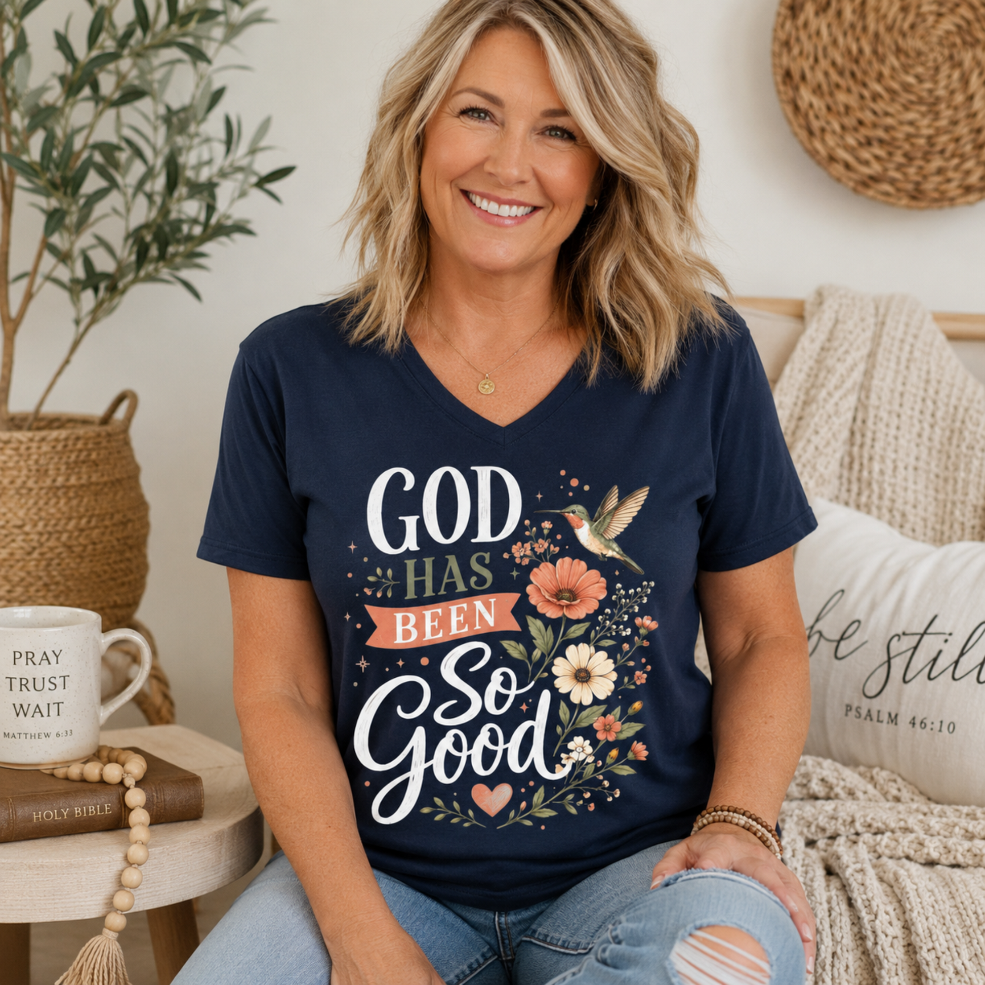 Floral Hummingbird Faith Shirt | Christian shirt | Custom Church Merch