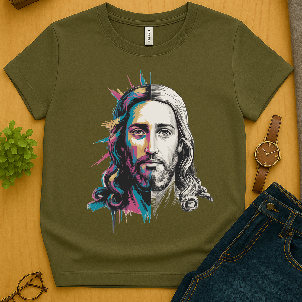 Jesus Colored And Sketched V2 - Heather Military Green