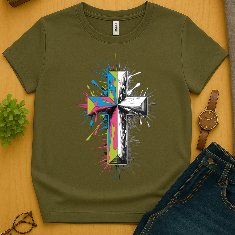 Cross Colored And Sketched V2 - Heather Military Green