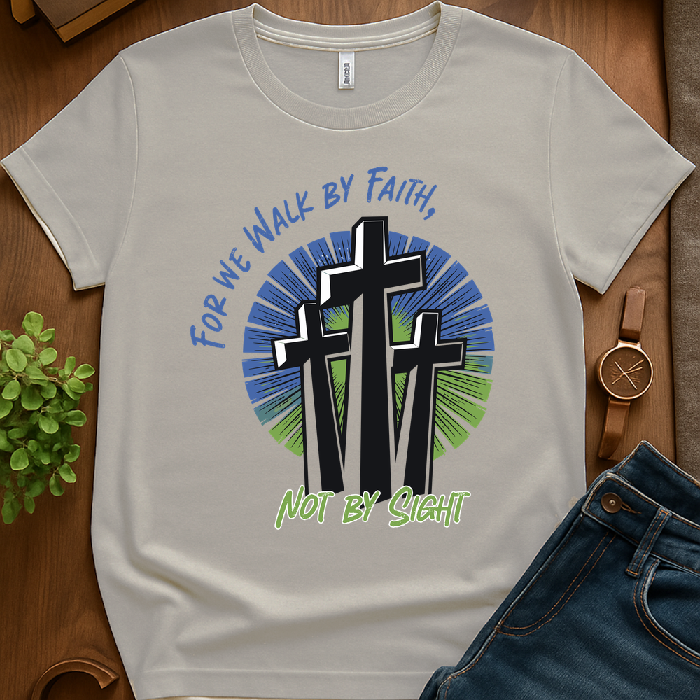 For We Walk By Faith V1 Print - Ice Grey