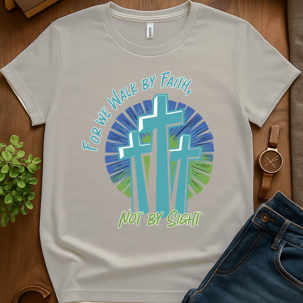 For We Walk By Faith V1b Print - Ice Grey