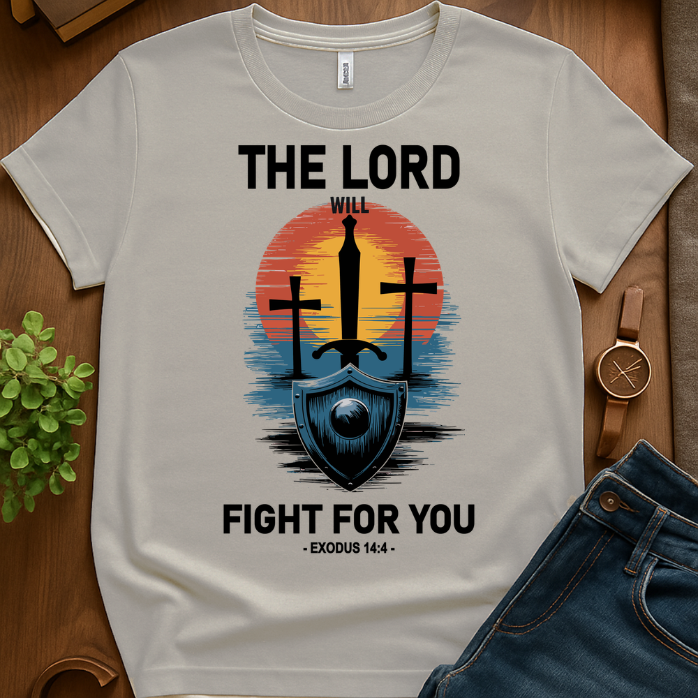The Lord Will Fight For You V4b Print - Ice Grey