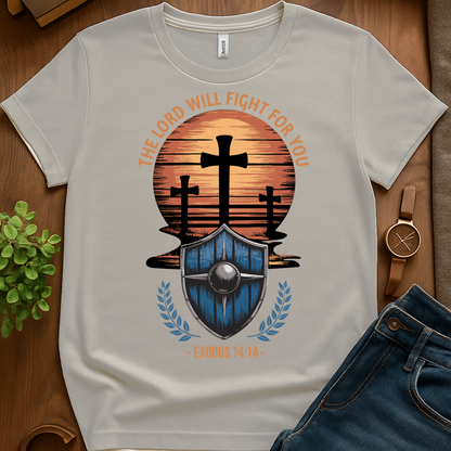 The Lord Will Fight For You V4 Print - Ice Grey