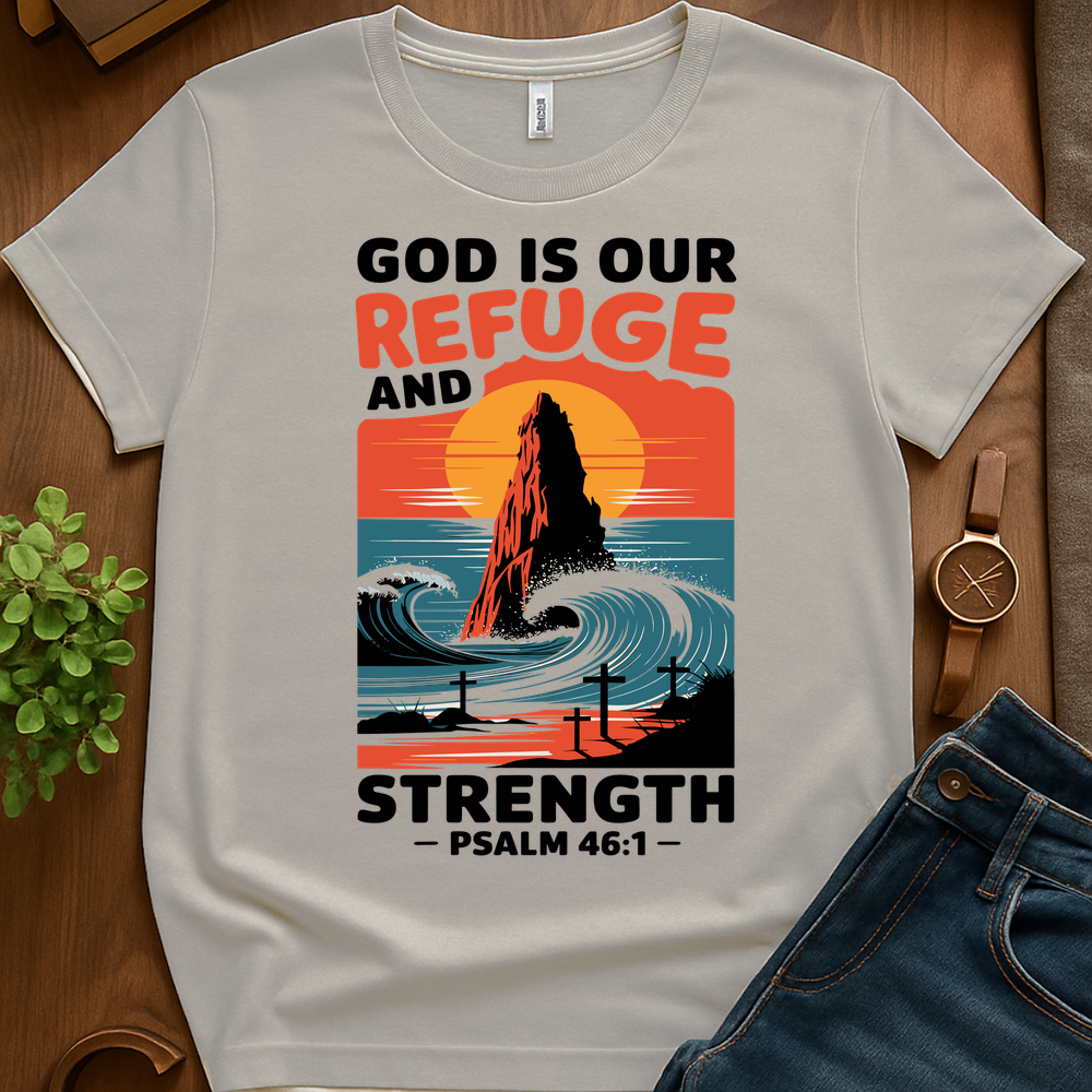 God Is Our Refuge V1b Print - Ice Grey
