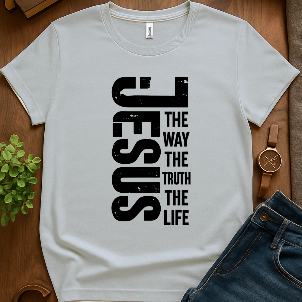Text Jesus The Way The Life Vb - Ice Grey