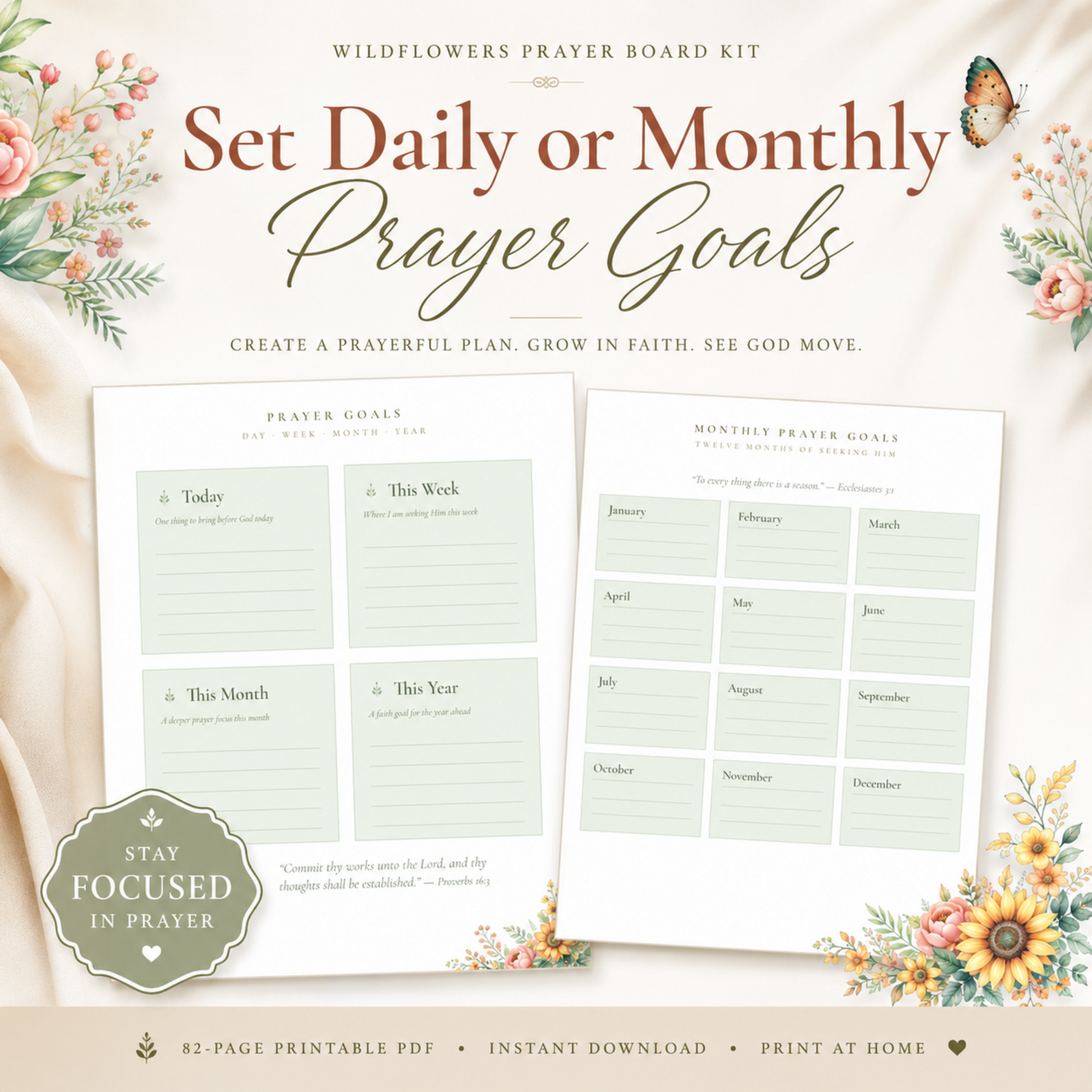 Printable Prayer Board Kit for Women | Christian digital download | Custom Church Merch