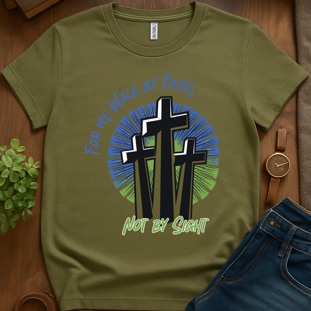 For We Walk By Faith V1 Print - Military Green
