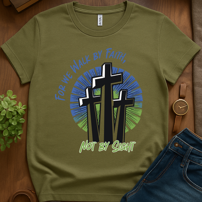 For We Walk By Faith V1 Print - Military Green
