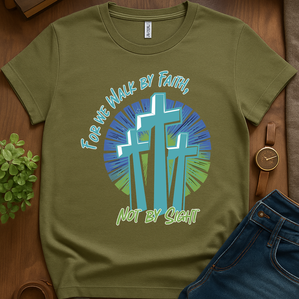 For We Walk By Faith V1b Print - Military Green