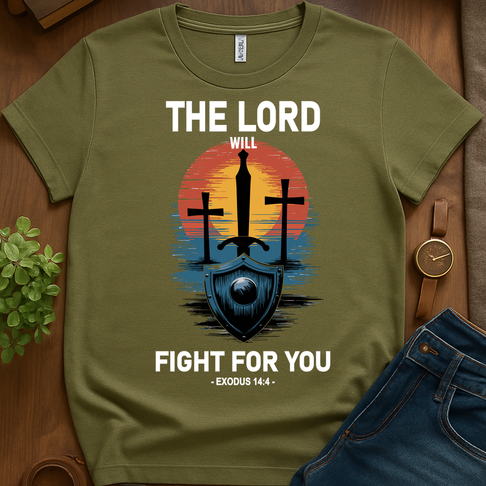 The Lord Will Fight For You V4b Print - Military Green