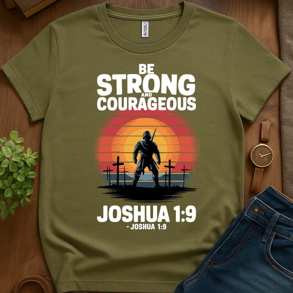 Be Strong And Courageous V1b Print - Military Green